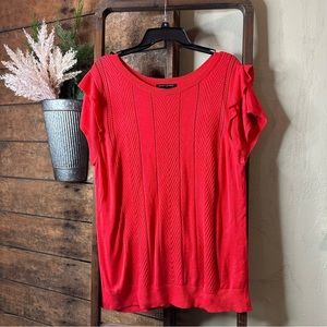 Banana Republic Flutter Sleeve Lightweight Summer Spring Sweater Orange SIZE XL